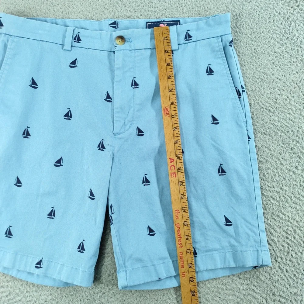 Vineyard Vines Breaker Shorts Mens 36 Light Blue 9 Inch Sailboat Chino Nautical